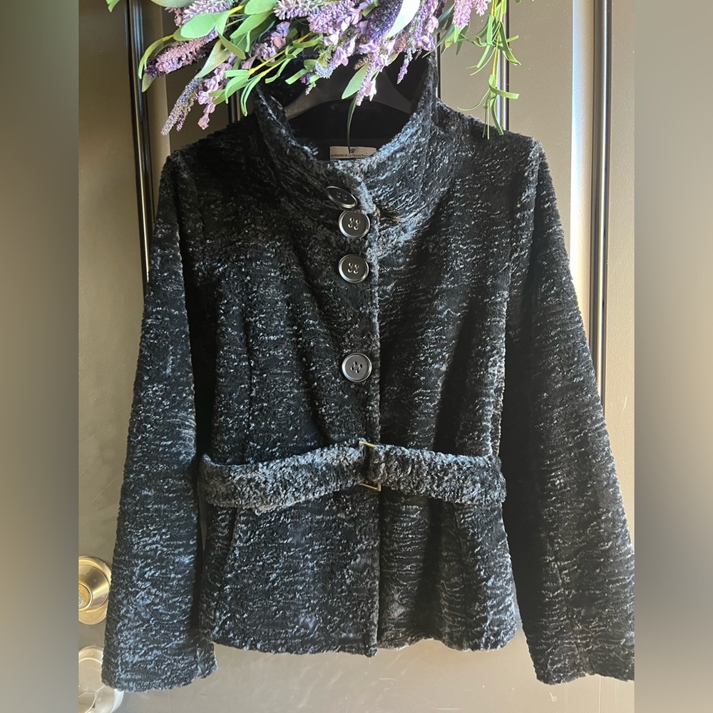 💝LA MAISON DE LA FAUSSE FOURRURE PARIS Faux Sheared fur Jacket Coat VINTAGE
